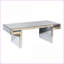 Table basse de 47 po avec miroir rectangulaire en verre trempé cannelé de 47 po, décor luxueux léger, assemblage facile en 2 étapes pour les petits espaces