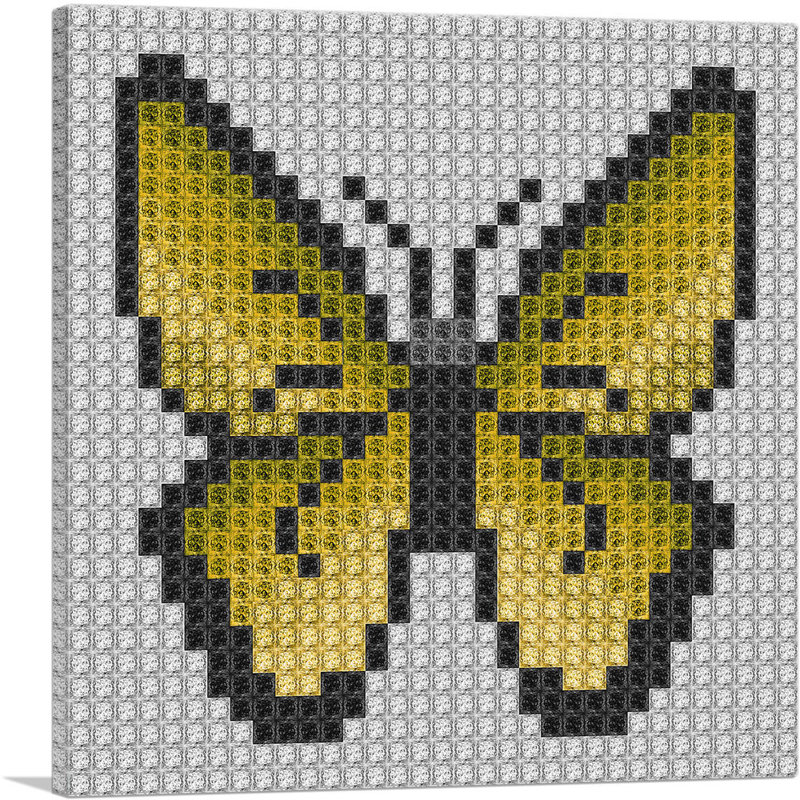 «Yellow Butterfly Wings Jewel Pixel», impression sur toile tendue, H 26 po x l 26 po x P 0,75 po