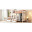 Lit superposé simple en bois sur lit double, tiroirs et rangement intégrés, orange blanc, mobilier de chambre à coucher pratique