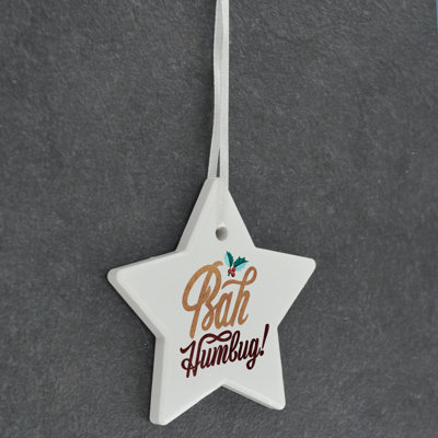 The Seasonal Aisle Bah Humbug Christmas Star Shaped Ceramic Ornament