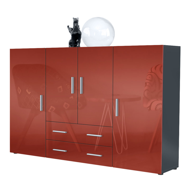 Mccorkle 166cm Wide 2 Drawer Highboard, Bordeaux High Gloss