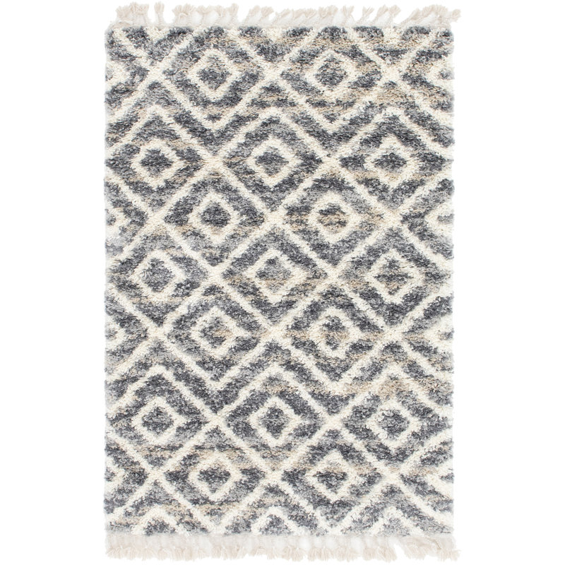 Tapis gris à motif géométrique Mitzy, Rectangle 4 pi 1 po x 6 pi 1 po