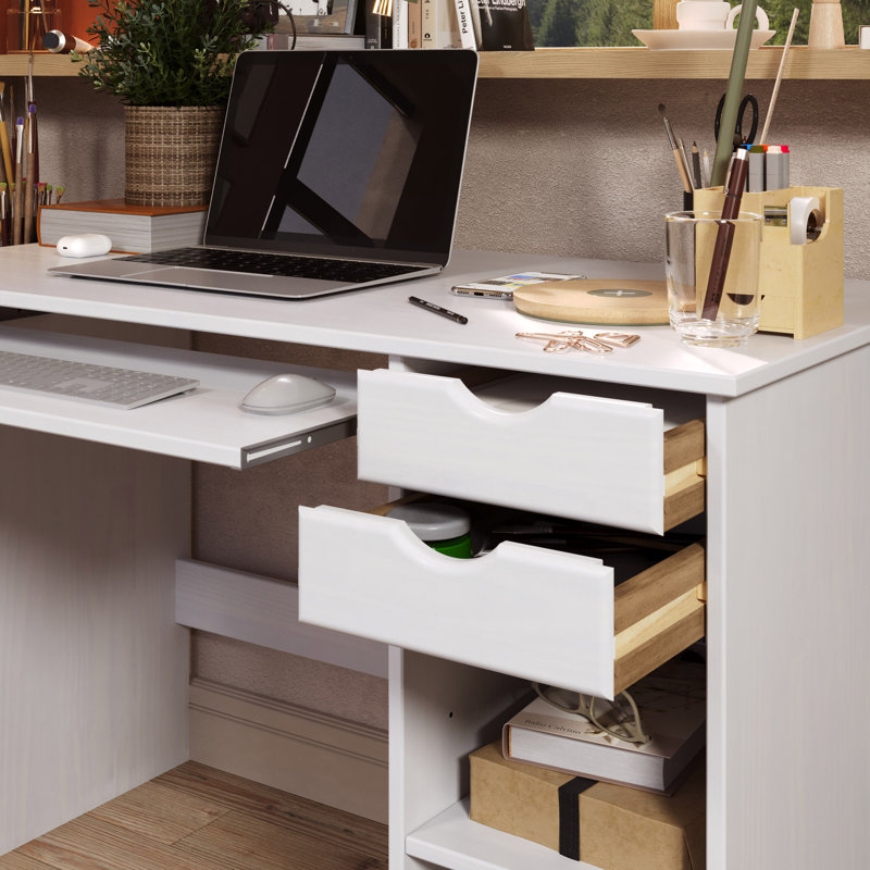  Bureau 2 tiroirs - Blanc