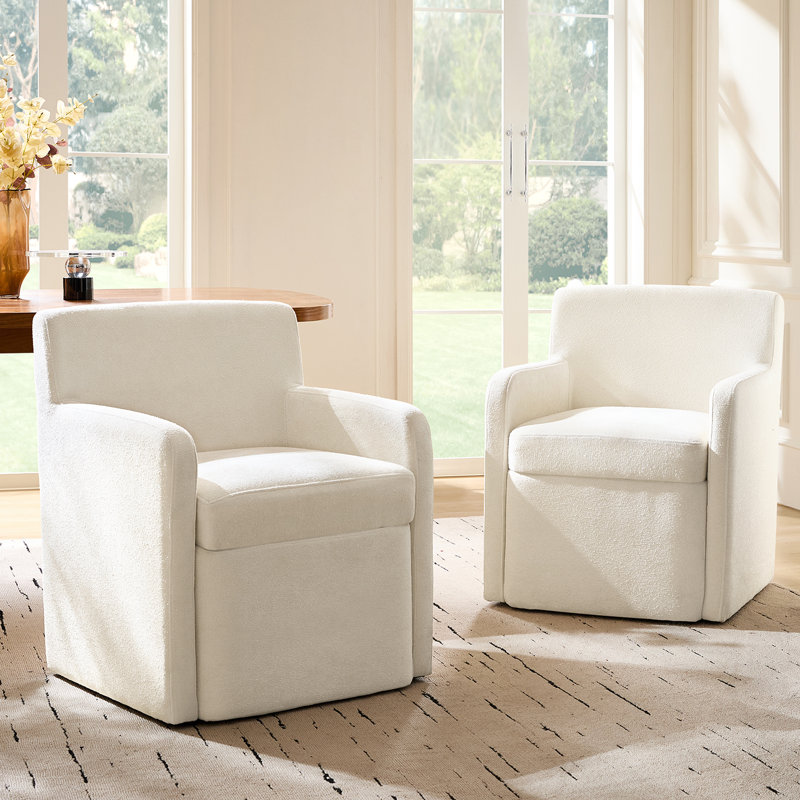 Gosselin 22.5''W Modern Moveable Dining Chair With Storage, Beige