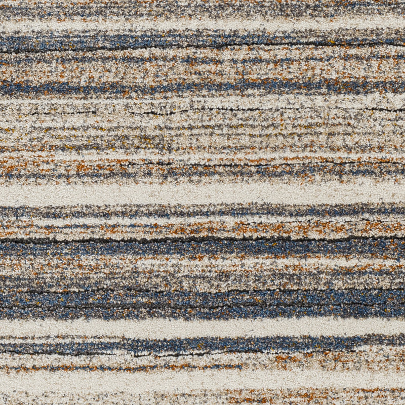 Dunigan Striped Machine Woven Polypropylene Area Rug in Slate/Blue/Rust, Rectangle 8'10" x 12'1"