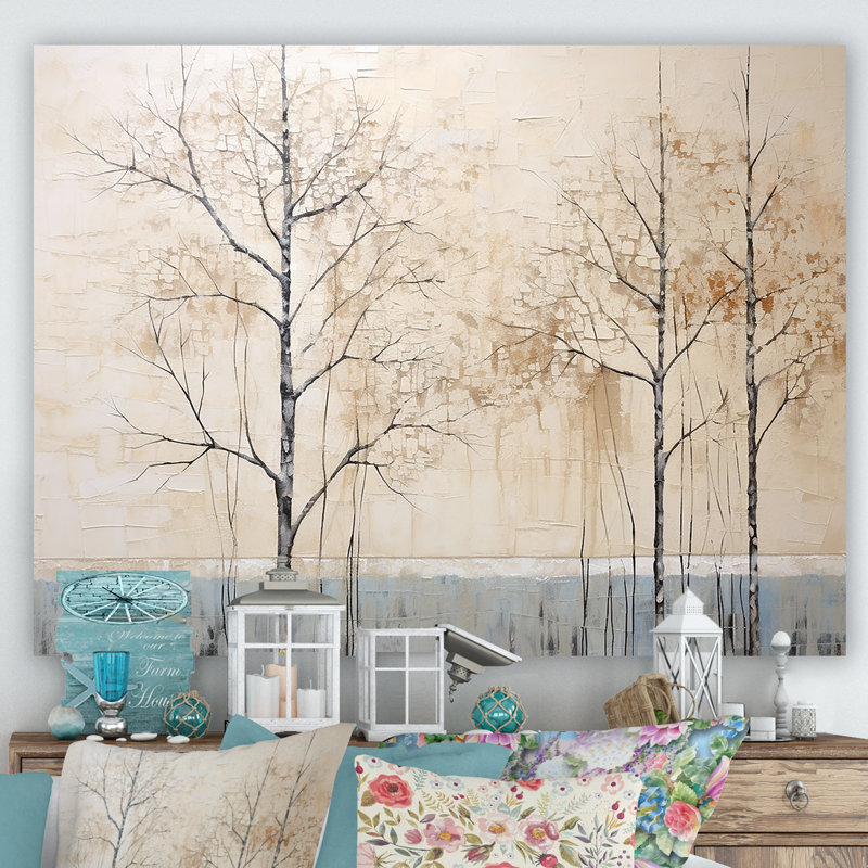 Harmonous beige arbre IV sur toile, H 12 po x l 20 po x P 1 po, Toile tendue