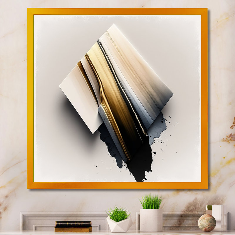 «Black and Gold Cubic Expression III - Abstract Cubism», art mural encadré, H 16 po x l 16 po x P 1 po