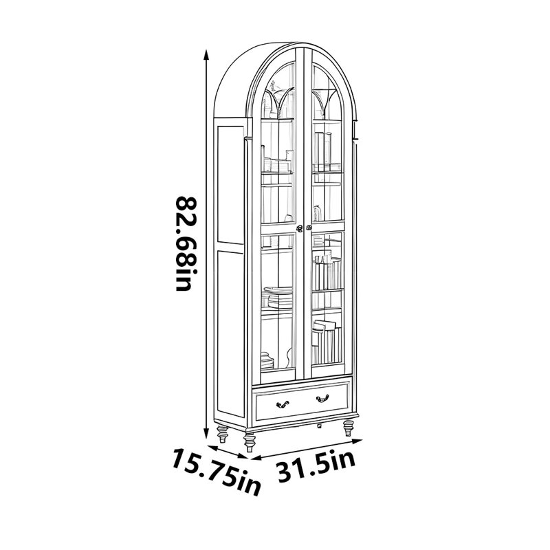 Ginine, (5 Shelves) 82.68"H x 31.5"W x 15.75"D
