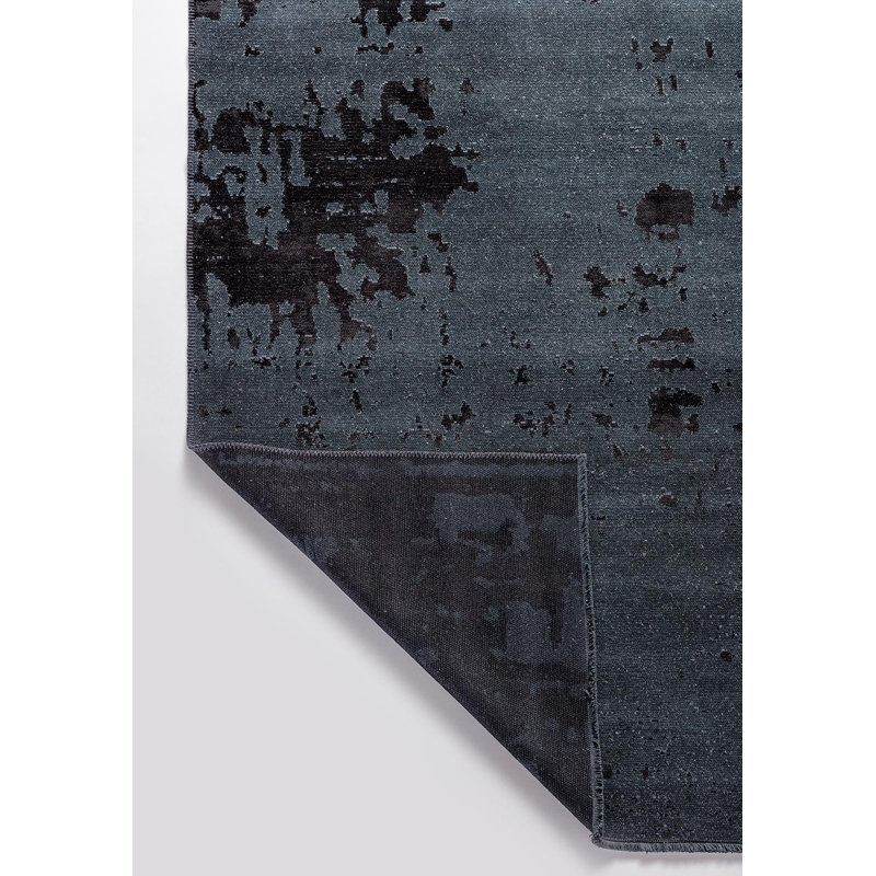 Rapture Abstract Area Rug in Black, Rectangle 6'7" x 8'3"