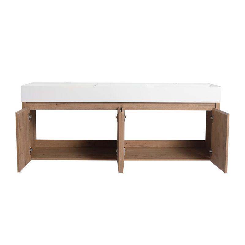 Meuble-lavabo double 59,12 po avec plateau en résine Dahmen