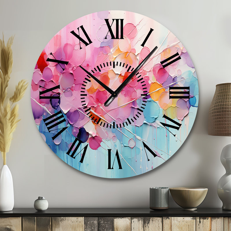 Horloge murale rose et bleu pastel, Grand