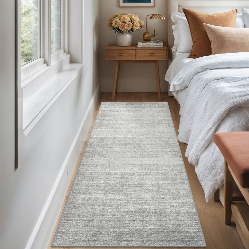 Tapis lavable à rayures rétro antidérapant (beige), Gray, Tapis de couloir 2 pi x 6 pi