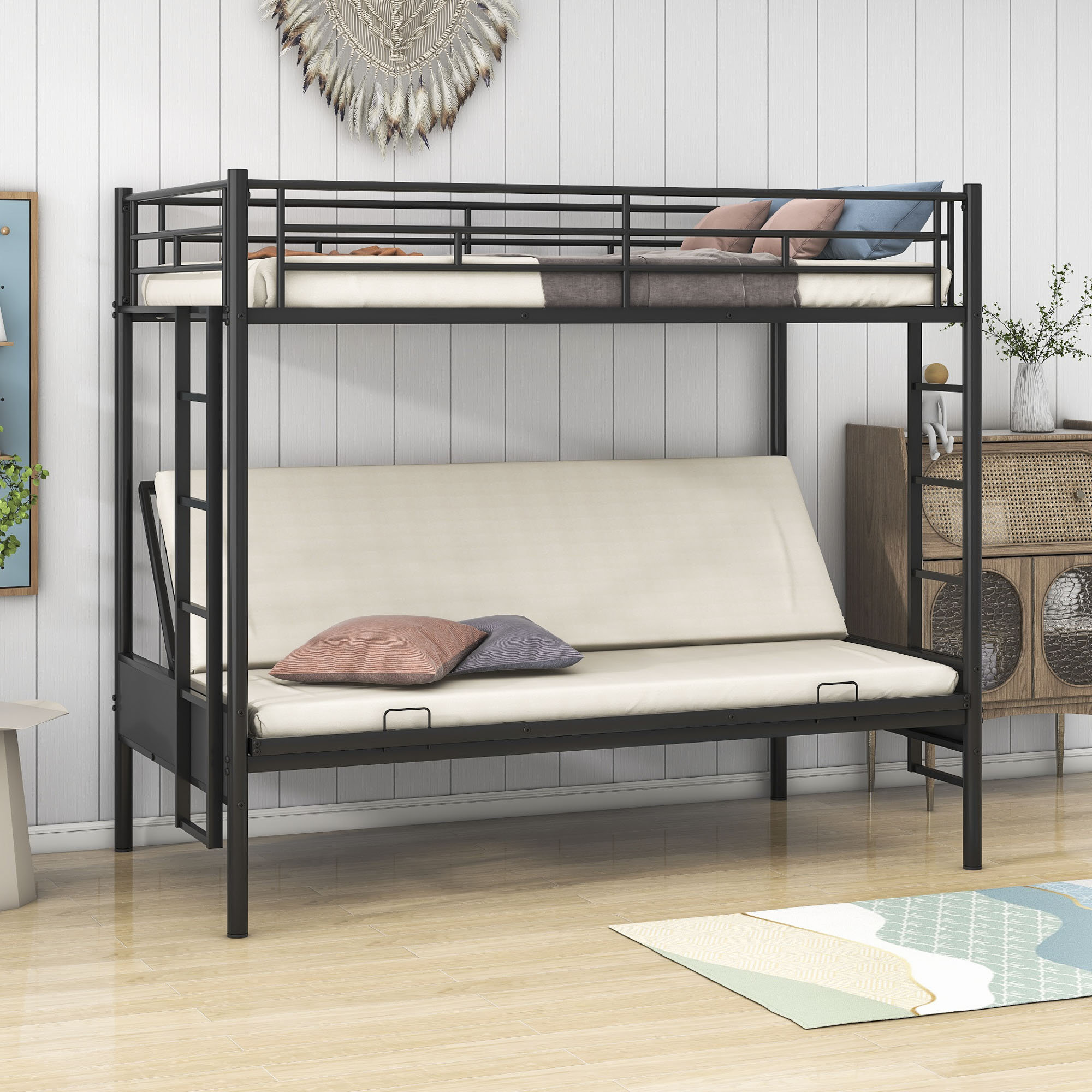 Isabelle & Max™ Warburton Twin over Full Futon Bunk Bunk Bed by Red