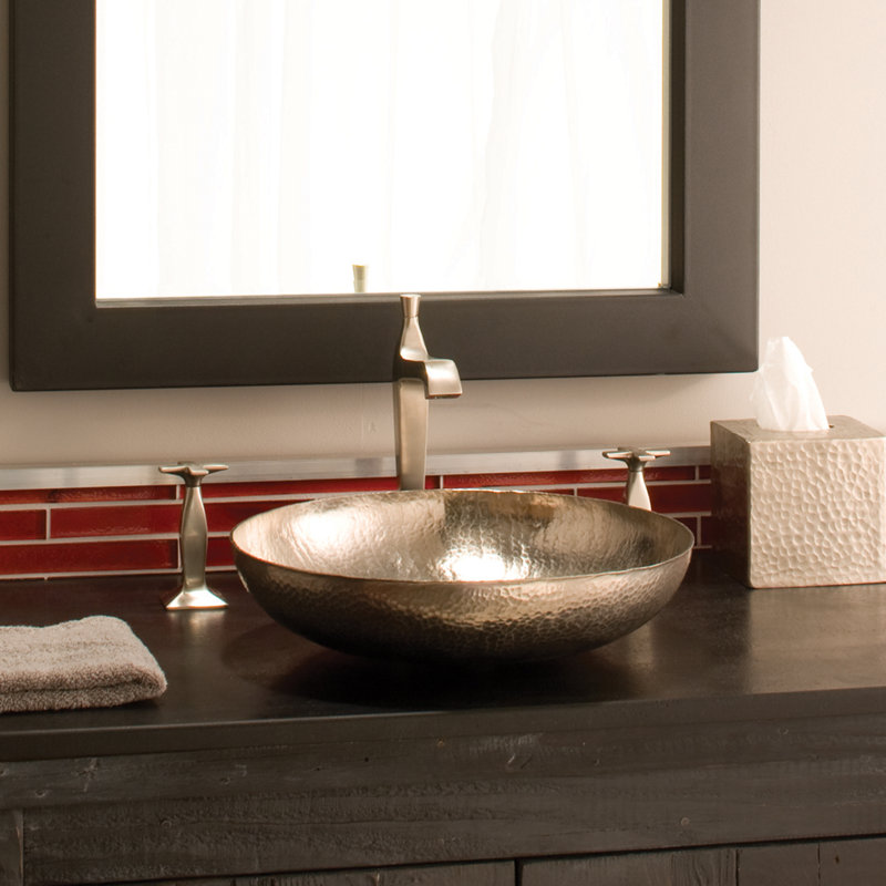 Maestro Copper Circular Vessel Bathroom Sink, Polished Copper