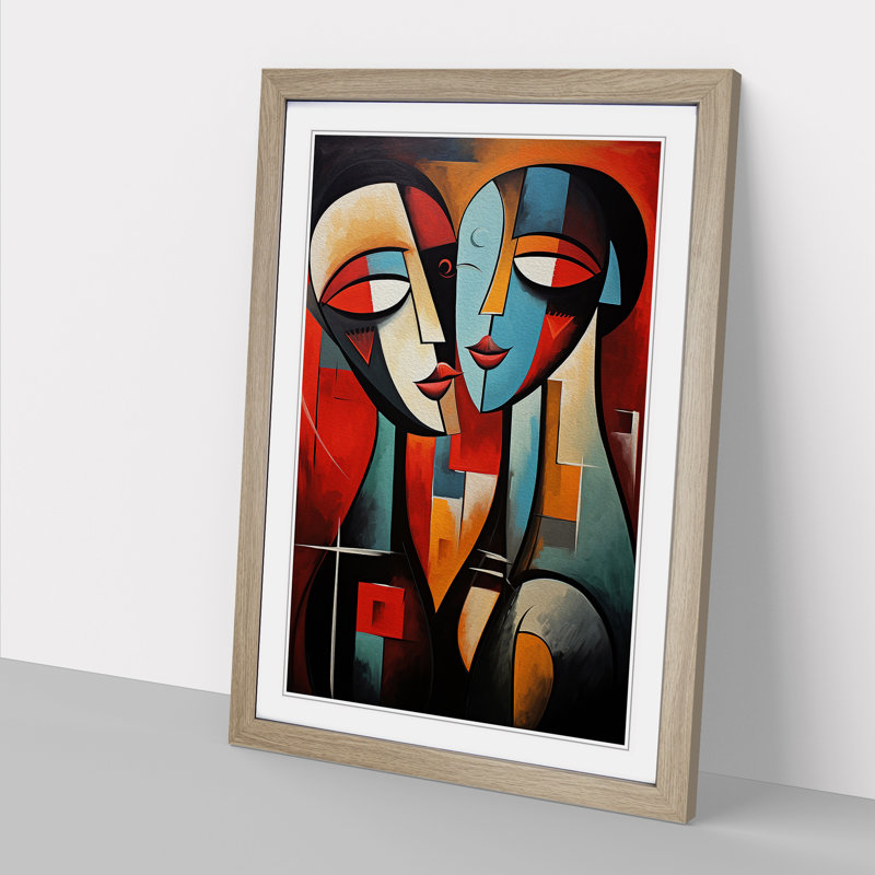 Lovers Abstract No.2 - Framed Print, Oak, 46cm H x 34cm W x 2cm D