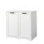 Armoire de buanderie avec portes et tablette, panier à linge inclinable, style autoportant, tablette réglable