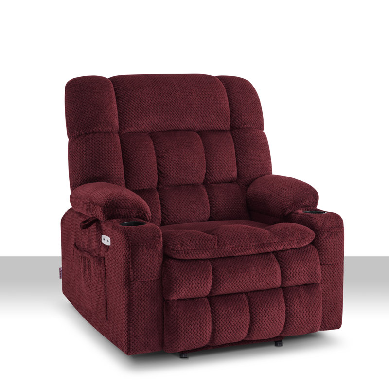 26.4" Seat Width Dual Motor Power Recliner Lift Chair with Massage and Heat, Infinite Position, Fabric, Red