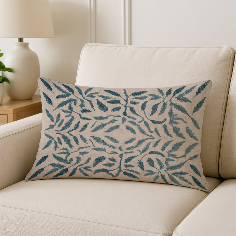 Coussin décoratif intérieur / extérieur gris Modern Modern, Gris / beige / géométrique vert, Rectangle H 25 po x l 18 po