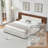 Modern Upholstered Platform Bed with Built-in Storage, King, Cream Linen-1401482594-1401482524