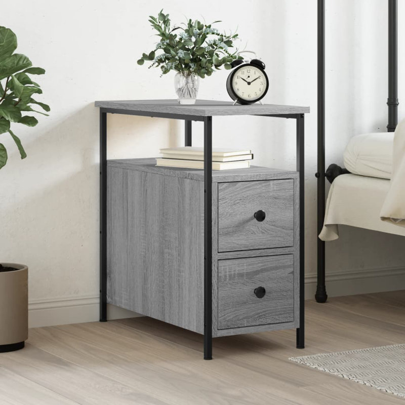 Bourkelands 30cm W Iron Bedside Table, Grey Sonoma, Individual