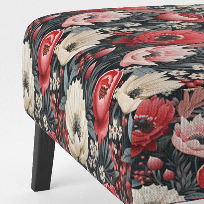 Fauteuil de chambre de campagne rétro avec coquelicot rose Flourish Gardens