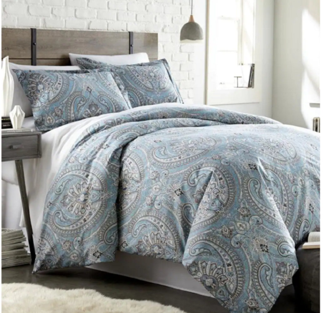 Single 3 Quarter Blue Organic Geo Comforter Set Three Quarter main image 1