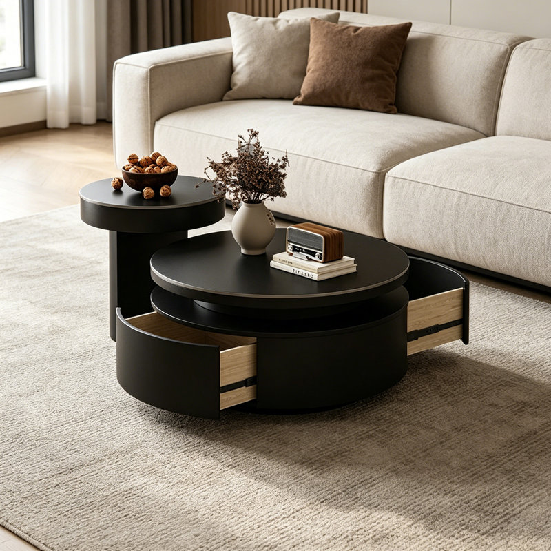 Lilliam, H 14,56 po x L 31,49 po x l 31,49 po, Noir