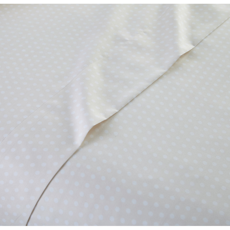 Ensemble de draps à pois Vilano Choice, Perfection crème, Drap pour lit double + drap-housse + 2 taies d'ore