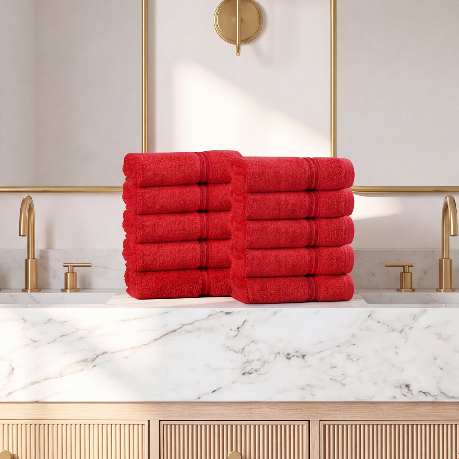 Oleg Egyptian Cotton Washcloth Set, Red
