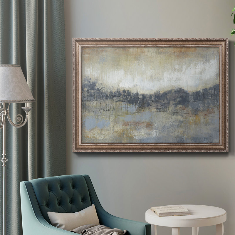 «Cool Grey Horizon I», peinture sur toile encadrée, H 16 po x l 20 po x P 2,5 po