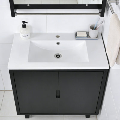 Meuble-lavabo de style moderne avec lavabo et structure en bois massif