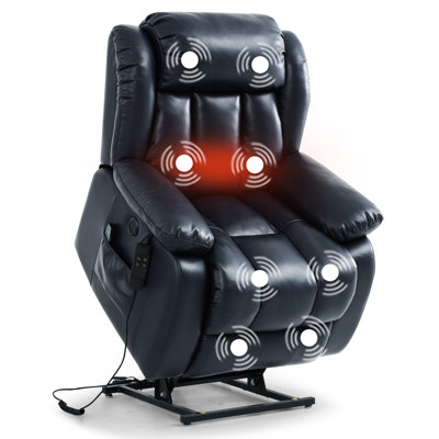 Infinite Position Dual Motor Power Lift Recliner Chair Leather Chair with USB, Heat and Massage