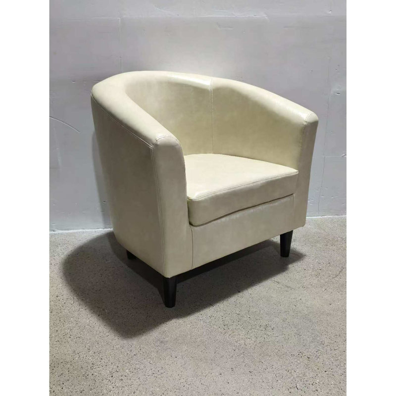 Fauteuil d'appoint demi-tonneau en similicuir avec repose-pieds