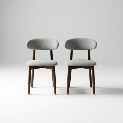 Set of 2 Modern Upholstered Dining Chairs with Curved Back and Adjustable Foot Pads