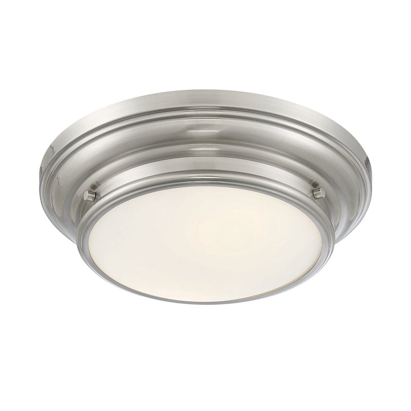 Plafonnier 2 lumières Meridian en nickel brossé, Nickel brossé