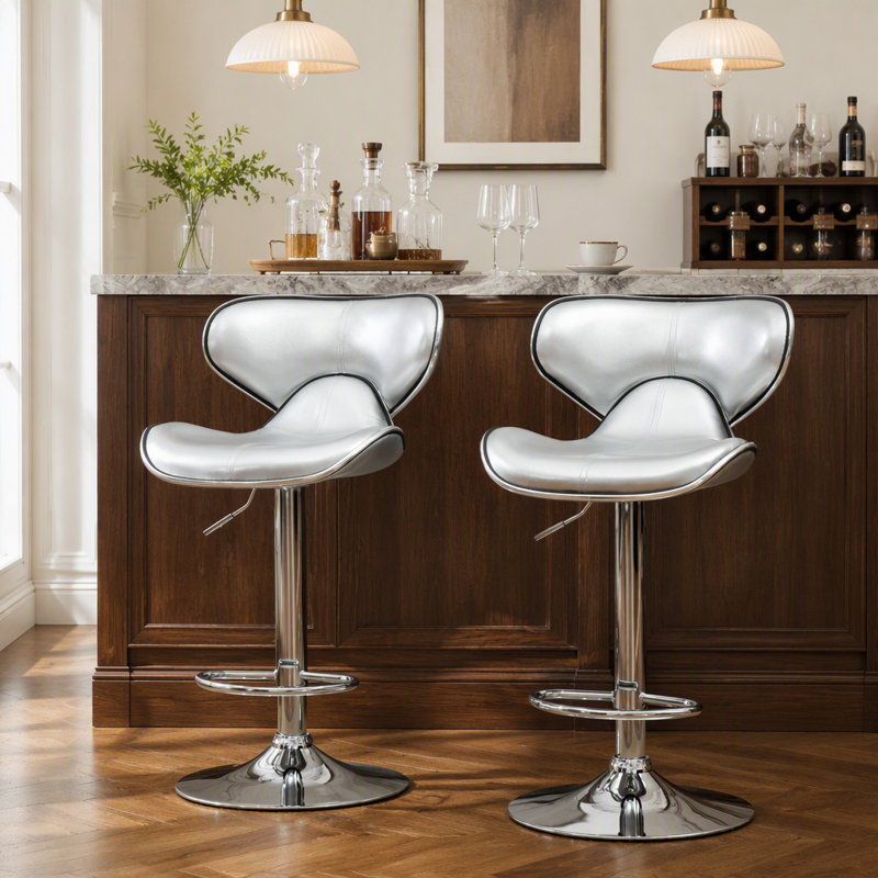Ensemble de 2 tabourets pivotants réglables Masaccio avec base chromée Airlift