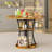 Round Wood Top Metal Base Dining Table-368476529