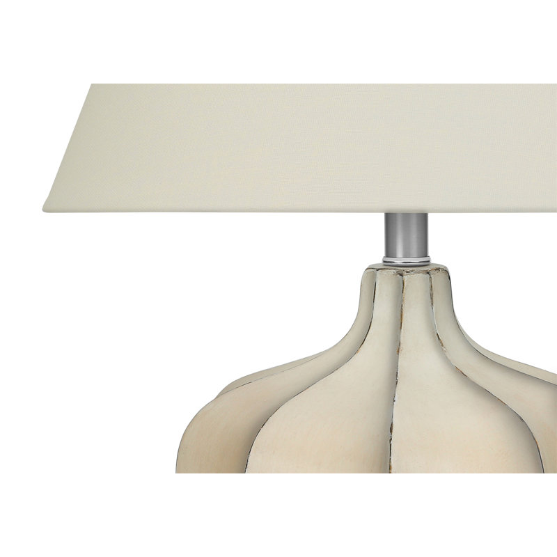 Lighting, H 21 po, lampe de table, résine crème, abat-jour ivoire / crème, transitionnel