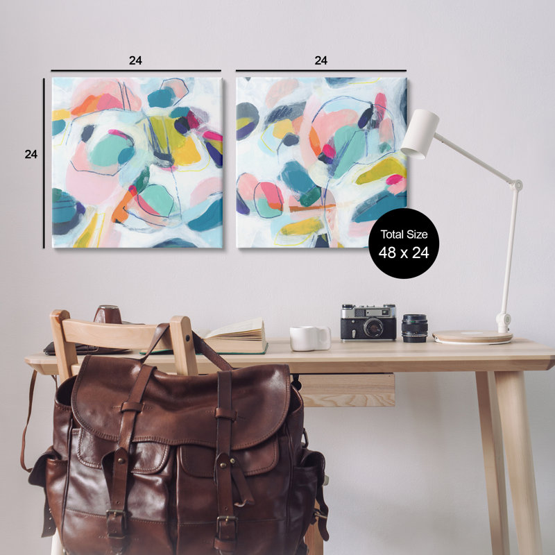 Ensemble accrocheur d'art mural sur toile 2 pastels par June Erica Vess, H 24 po x l 24 po