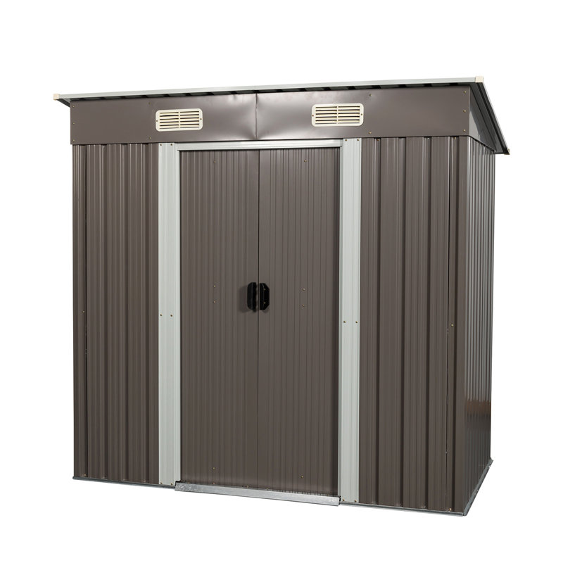 Gray 6 ft x 4 ft Metal Outdoor Storage Shed with Lockable Doors