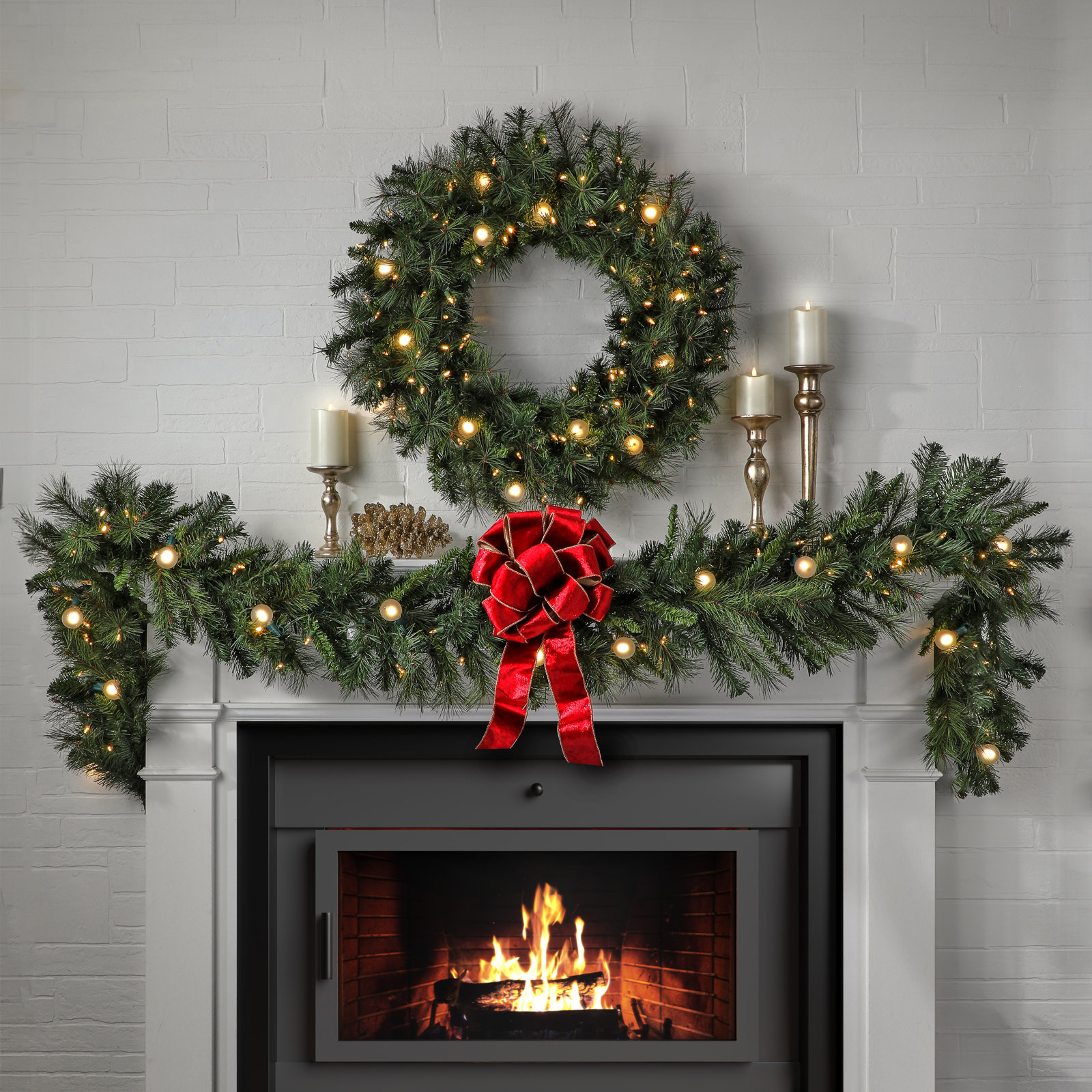 Pvc Greenery 36" Pre-Lit Belgium Wreath, 36" W x 36" H x 7" D, Clear/White