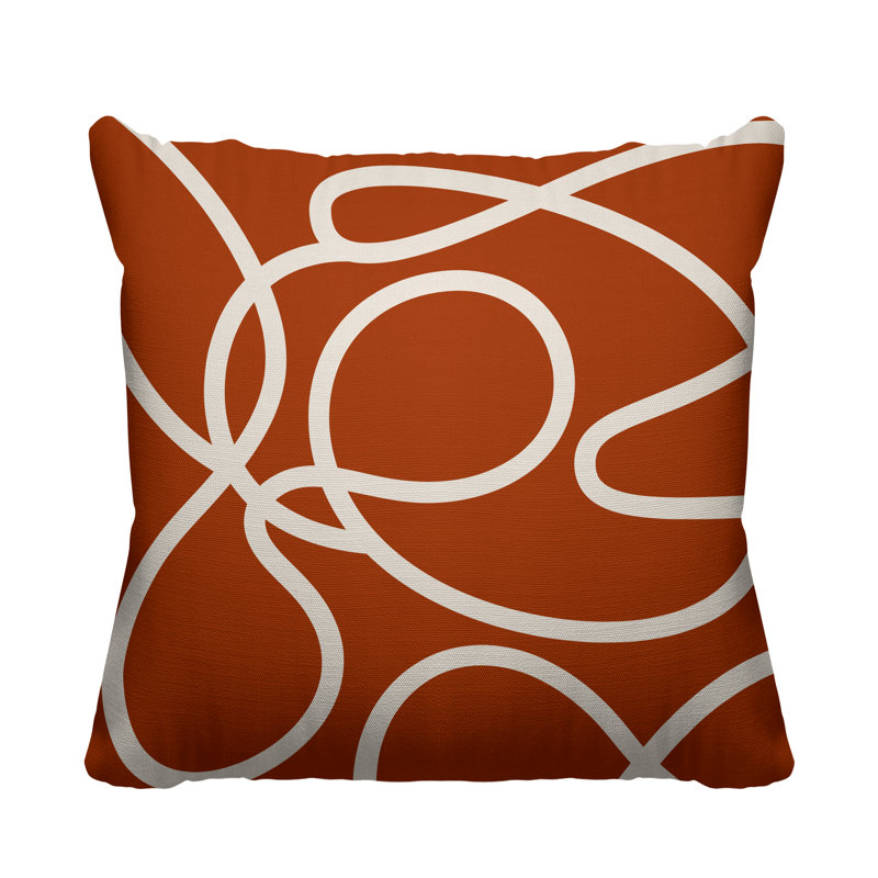 Abstract Outdoor Reversible Throw Pillow, 15" x 15", Burnt Orange, Square