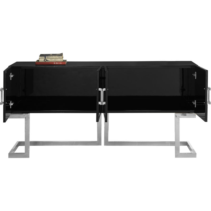 Beth 64" Wide Sideboard, Chrome/Black
