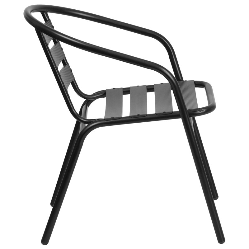 Black Metal and Glass 6-Person Outdoor Dining Set
