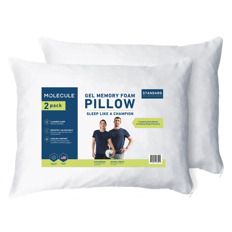Standard White Gel Memory Foam Pillow Set of 2