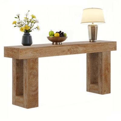 63" Farmhouse Console Table, Natural Wooden Sofa Table Rectangular Accent Console For Entryway, Hallway & Living Room by Millwood Pines