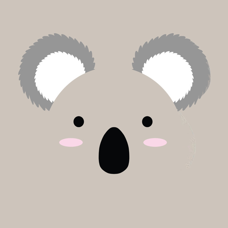 Koala Face - Wrapped Canvas Print, 122cm H x 122cm W x 3.8cm D, Grey/Black