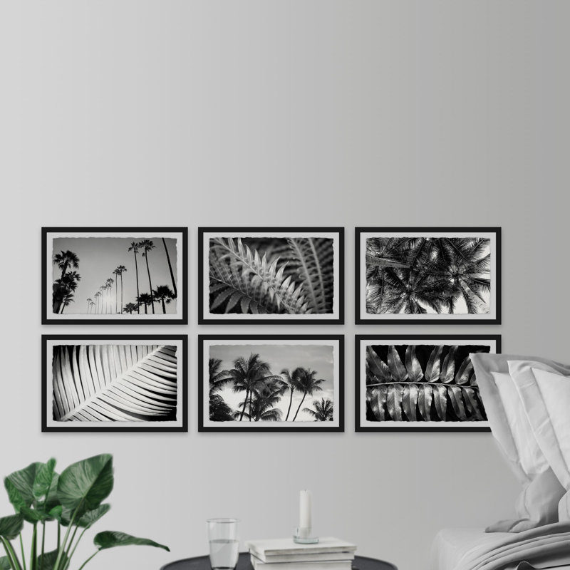 Summer Palms and Waves Hexaptych - Ensemble de 6 reproductions de photos sur papier encadrées, H 30 po x l 45 po x 1,5 po