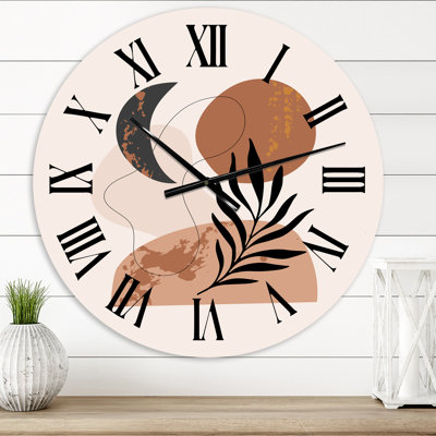 Lune et soleil en forme de terre cuite rétro I - horloge murale moderne