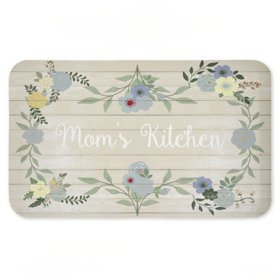 Tapis de cuisine Mom's Kitchen avec bordure florale et imprimé anti-fatigue, conçu par SunDance Group LLC